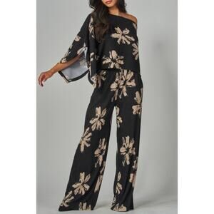 Print Crinkled Plisse Cape Kimono Luxury Pants Set
